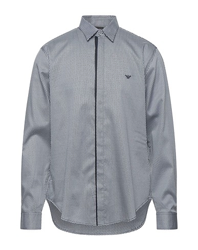EMPORIO ARMANI Patterned shirt Midnight blue 98% Cotton, 2% Elastane