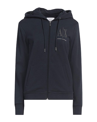 ARMANI EXCHANGE Hooded track jacket  Midnight blue 100% Cotton