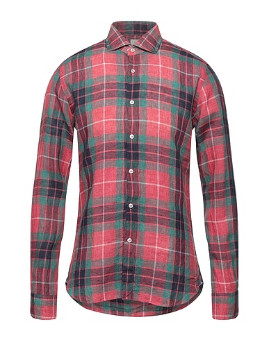 XACUS Checked shirt Red 100% Linen