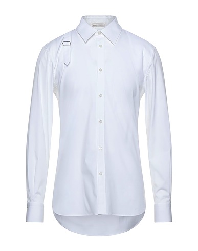 MCQUEEN Solid colour shirt White 97% Cotton, 3% Elastane