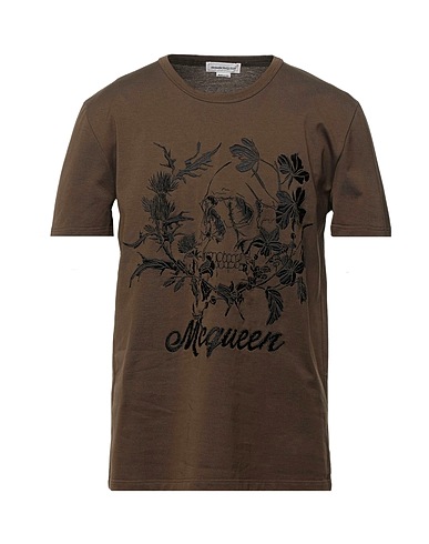 MCQUEEN T-shirt Military green 100% Cotton, Viscose, Polyester