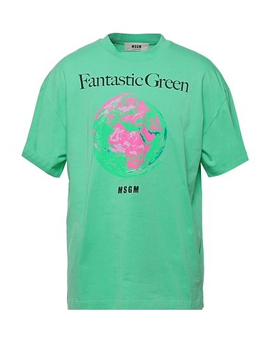 MSGM T-shirt Light green 100% Organic cotton