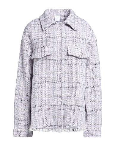 8 by YOOX Patterned shirts & blouses COTTON TWEED OVERSHIRT Lilac 70% Cotton, 25% Polyester, 5% Other Fibres