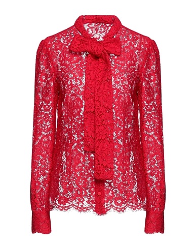 DOLCE&GABBANA Lace shirts & blouses Red 51% Cotton, 41% Viscose, 8% Polyamide