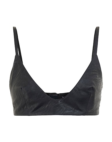 8 by YOOX Crop top BRALETTE TOP Black 50% Polyurethane, 50% Viscose