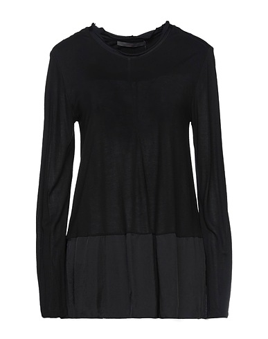 19.70 NINETEEN SEVENTY T-shirt Black 90% Viscose, 10% Silk