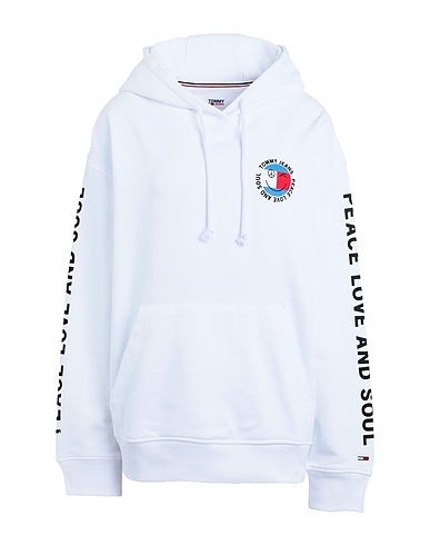 TOMMY JEANS Hooded track jacket  TJW OVERSIZED PEACE KNIT White 100% Cotton
