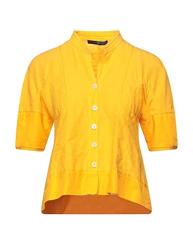 HIGH Solid colour shirts & blouses Yellow 70% Ramie, 30% Cotton, Cupro