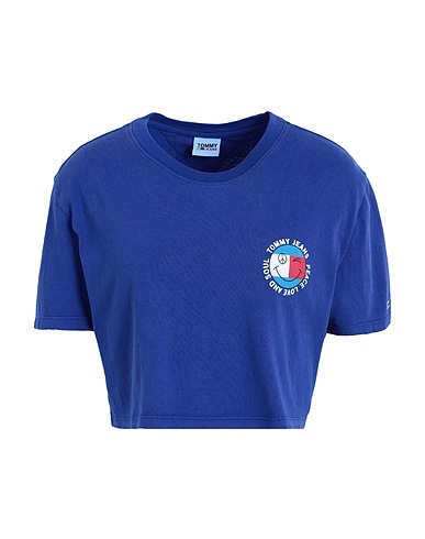 TOMMY JEANS Crop top TJW SUPER CROP PEACE Blue 100% Cotton