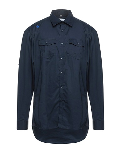 THE EDITOR Shirts Midnight blue 100% Cotton