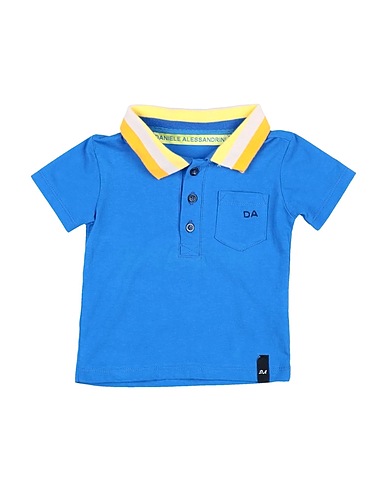 DANIELE ALESSANDRINI Polo shirt Blue 95% Cotton, 5% Elastane