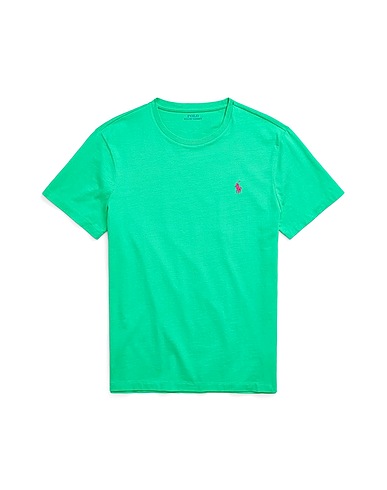 POLO RALPH LAUREN Basic T-Shirt CUSTOM SLIM FIT JERSEY CREWNECK T-SHIRT Emerald green 100% Cotton