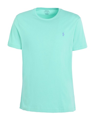 POLO RALPH LAUREN Basic T-Shirt CUSTOM SLIM FIT JERSEY CREWNECK T-SHIRT Light green 100% Cotton