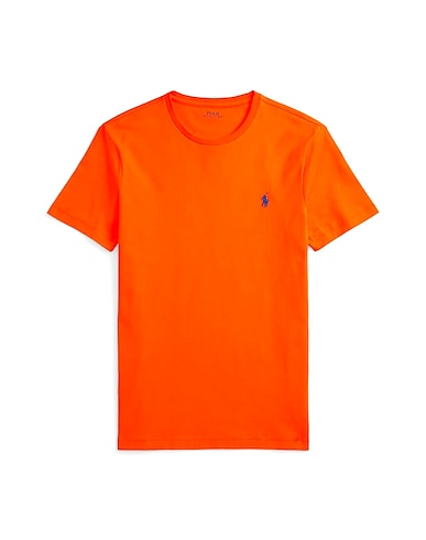 POLO RALPH LAUREN Basic T-shirt CUSTOM SLIM FIT JERSEY CREWNECK T-SHIRT Orange 100% Cotton