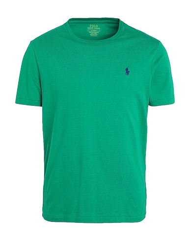POLO RALPH LAUREN Basic T-shirt CUSTOM SLIM FIT JERSEY CREWNECK T-SHIRT Green 100% Cotton