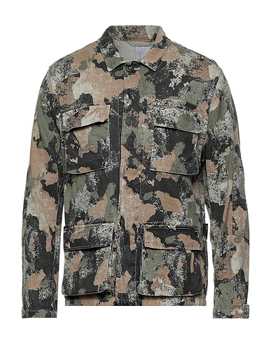 MASON'S Linen shirt Military green 65% Linen, 34% Cotton, 1% Elastane