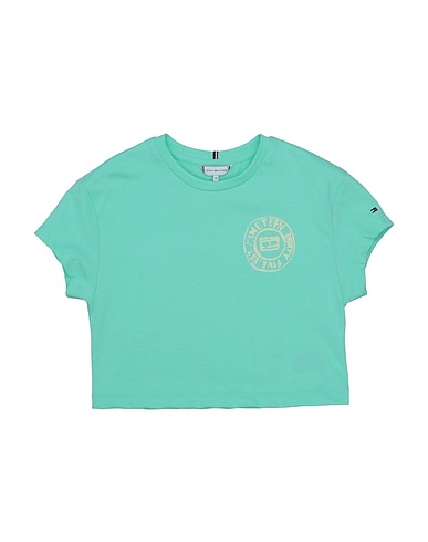 TOMMY HILFIGER T-shirt Turquoise 50% Organic cotton, 50% Polyester