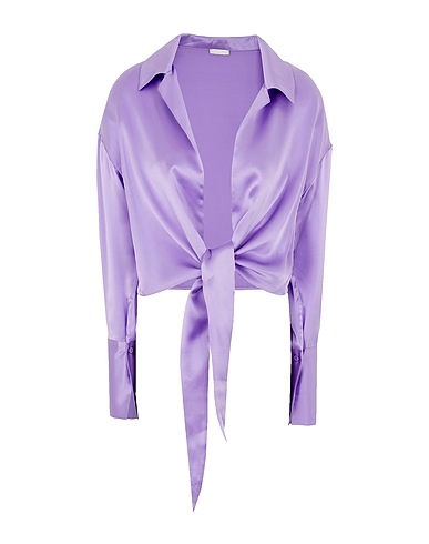 8 by YOOX Silk shirts & blouses SILK SATIN FRONT KNOT BLOUSE Lilac 100% Silk