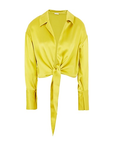 8 by YOOX Silk shirts & blouses SILK SATIN FRONT KNOT BLOUSE Yellow 100% Silk
