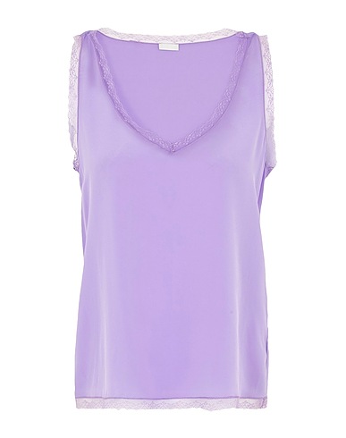 8 by YOOX Camisole SILK LACE-TRIMMED CAMISOLE Lilla 100% Seta