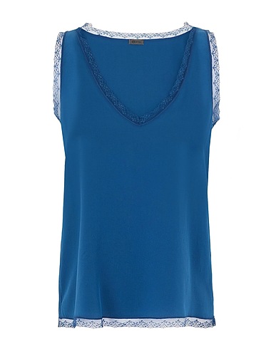 8 by YOOX Camisole SILK LACE-TRIMMED CAMISOLE Midnight blue 100% Silk
