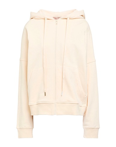 TWINSET Hooded track jacket  Ivory 100% Cotton, Elastane, Polyester