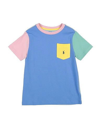 POLO RALPH LAUREN Ｔシャツ PATCHWORK COTTON JERSEY POCKET TEE
 ライトブルー コットン 100%
