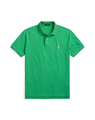 POLO RALPH LAUREN Polo shirt CUSTOM SLIM FIT MESH POLO SHIRT
 Emerald green 100% Cotton