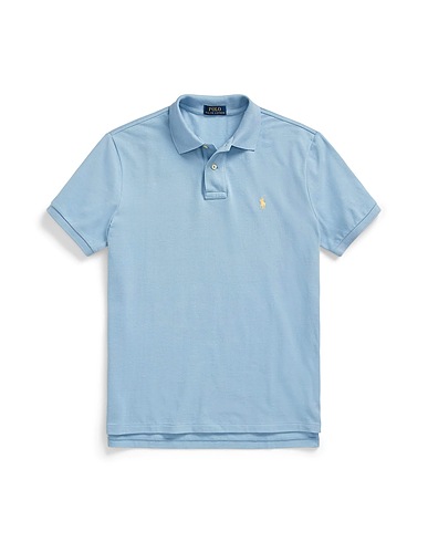 POLO RALPH LAUREN Polo shirt CUSTOM SLIM FIT MESH POLO SHIRT
 Pastel blue 100% Cotton