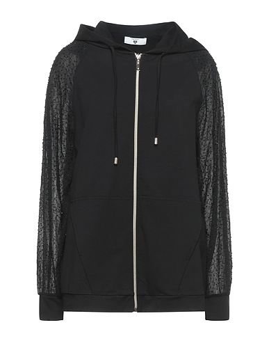 TWINSET Hooded sweatshirt Black 95% Cotton, 5% Elastane, Polyester