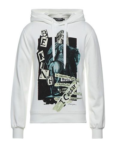 DOLCE&GABBANA Hooded track jacket  White 100% Cotton, Elastane