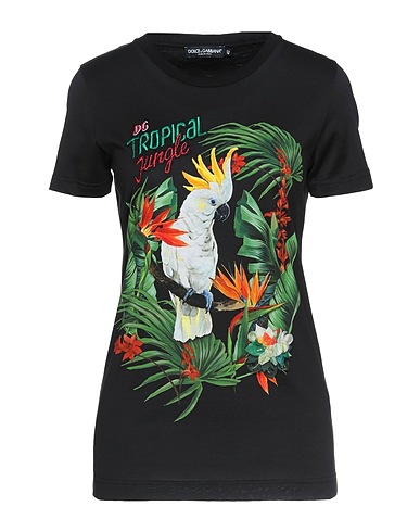 DOLCE&GABBANA T-shirt Black 54% Silk, 18% Viscose, 18% Synthetic fibers, 5% Glass, 5% Metallic Polyester