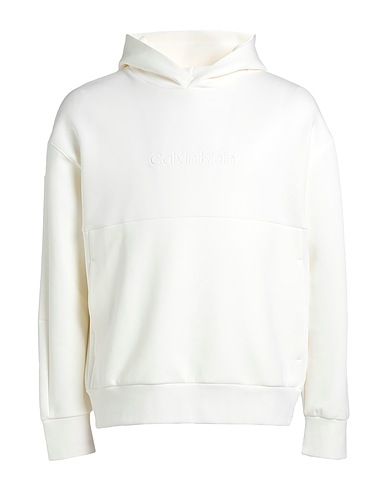 CALVIN KLEIN Hooded track jacket  COMFORT DEBOSSED LOGO HOODIE
 Ivory 80% Cotton, 16% Polyester, 4% Elastane