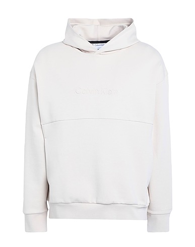 CALVIN KLEIN Hooded track jacket  COMFORT DEBOSSED LOGO HOODIE
 Beige 80% Cotton, 16% Polyester, 4% Elastane