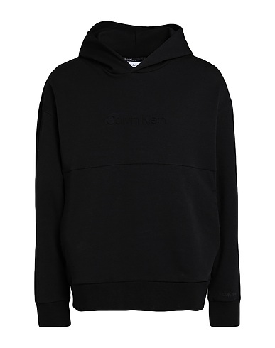 CALVIN KLEIN Hooded track jacket  COMFORT DEBOSSED LOGO HOODIE
 Black 80% Cotton, 16% Polyester, 4% Elastane
