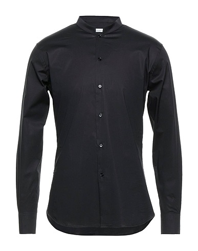 PAOLO PECORA Chemise de couleur unie Noir 97% Coton, 3% Élasthanne