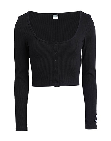 PUMA Crop top Classics Ribbed Longsleeve Tee
 Black 58% Cotton, 39% Polyester, 3% Elastane