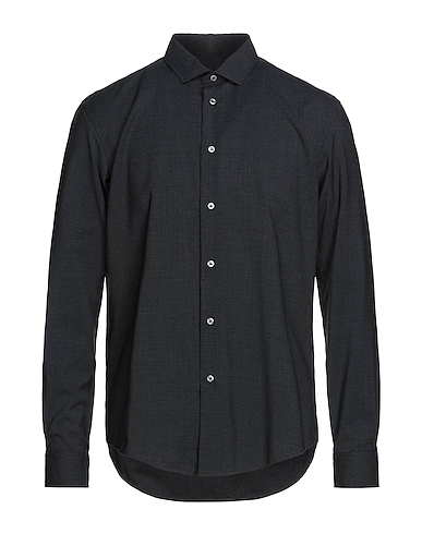 BRIAN DALES Patterned shirt Charcoal 54% Polyester, 44% Wool, 2% Elastane