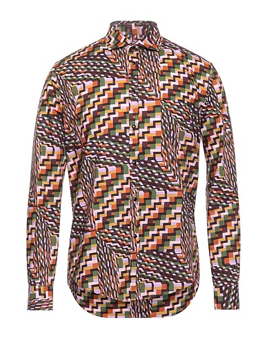 BRIAN DALES Patterned shirt Military green 100% Cotton