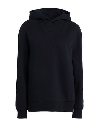 KARL LAGERFELD Athletic sweatshirts LEATHER MIX HOODIE W/ PLEATS
 Black 89% Cotton, 11% Polyester, Polyurethane coated