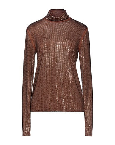 PINKO T-shirt Brown 90% Polyester, 10% Elastane