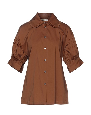 SEMICOUTURE Camicie e bluse tinta unita Marrone 79% Cotone, 18% Poliammide, 3% Elastan