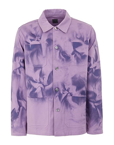 8 by YOOX Denim shirt UNISEX COTTON DENIM TIE & DYE WORK SHIRT Mauve 100% Cotton
