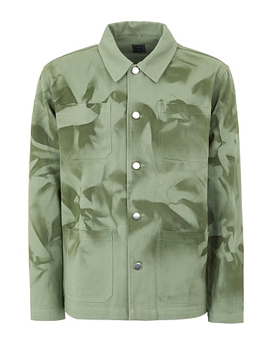 8 by YOOX Denim shirt UNISEX COTTON DENIM TIE & DYE WORK SHIRT Sage green 100% Cotton