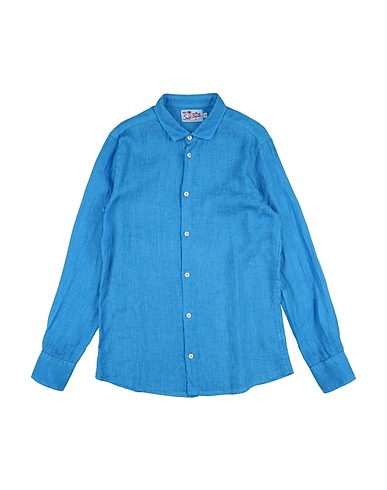 MC2 SAINT BARTH Solid color shirt Azure 100% Linen