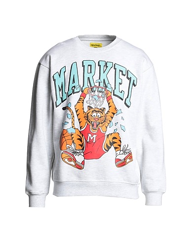 MARKET Sweatshirt CHINATOWN DUNKING CAT CREWNECK SWEATSHIRT Light grey 100% Cotton