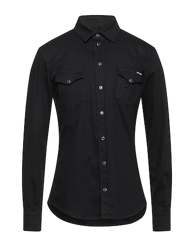 DOLCE&GABBANA Denim shirt Black 98% Cotton, 2% Elastane