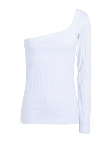 NINETY PERCENT One-shoulder top ORG CTN RIB ONE SLEEVE TOP
 White 96% Organic cotton, 4% Elastane