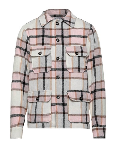 DANIELE ALESSANDRINI HOMME Checked shirt Pink 35% Acrylic, 30% Polyester, 30% Wool, 5% Other Fibres