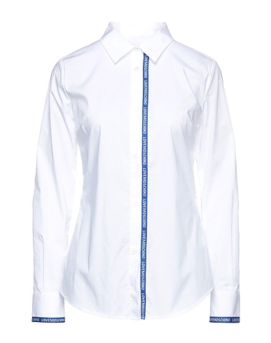 LOVE MOSCHINO Solid colour shirts & blouses White 97% Cotton, 3% Elastane, Polyester